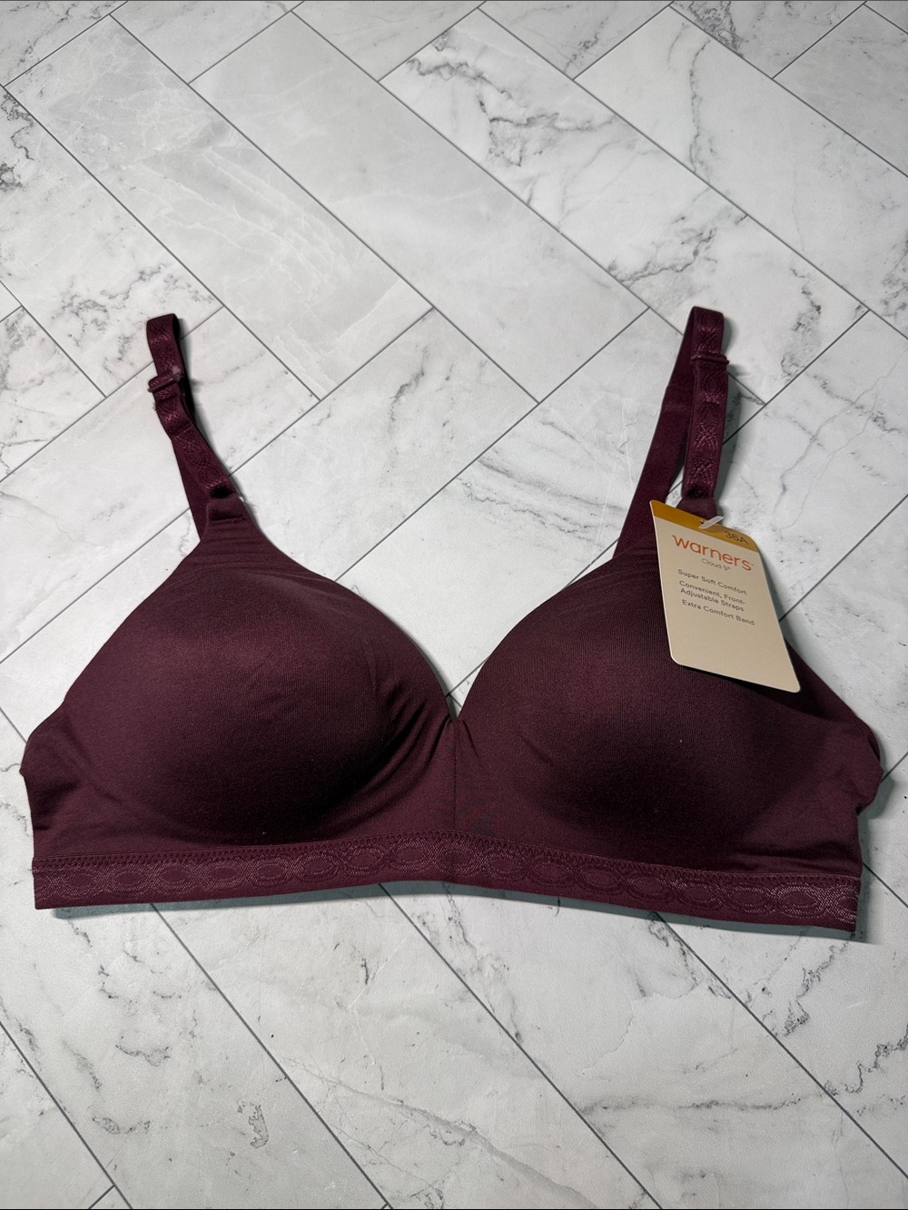 Warner’s Cloud 9 Super Soft Comfort Bra Burgundy 36A